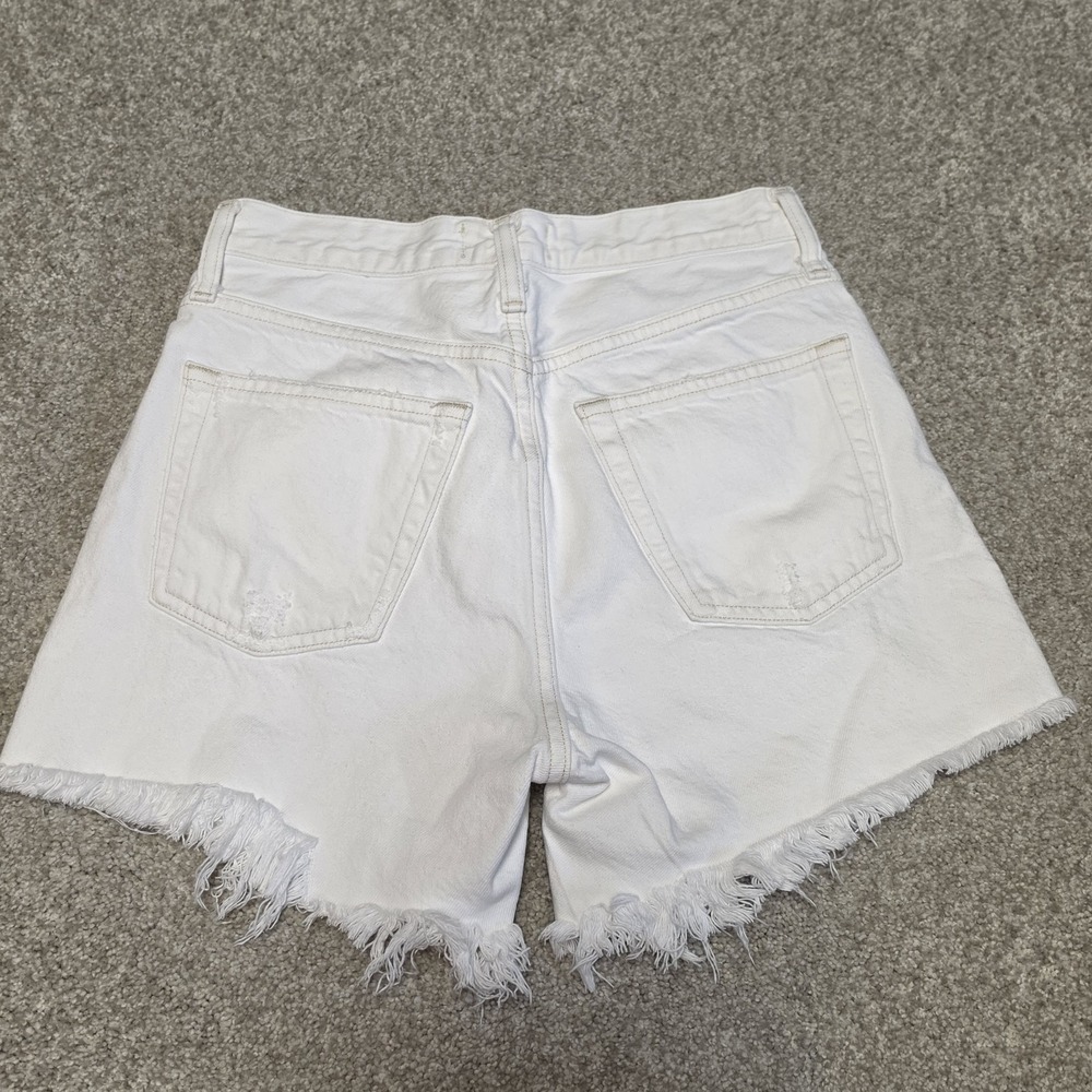 AGOLDE Parker Long High Rise Cut Off Denim Women's White Shorts Size 23 - Picture 5 of 10